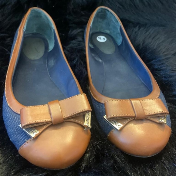 Guess Shoes - GUESS Women's ballet flats shoe- faux brown leather bow detail SZ 9.5